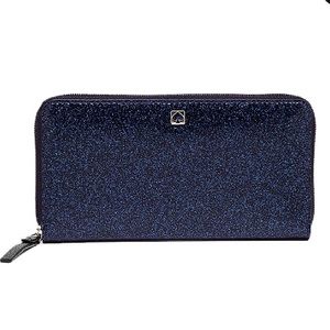 Kate Spade blue glitter zip wallet.
